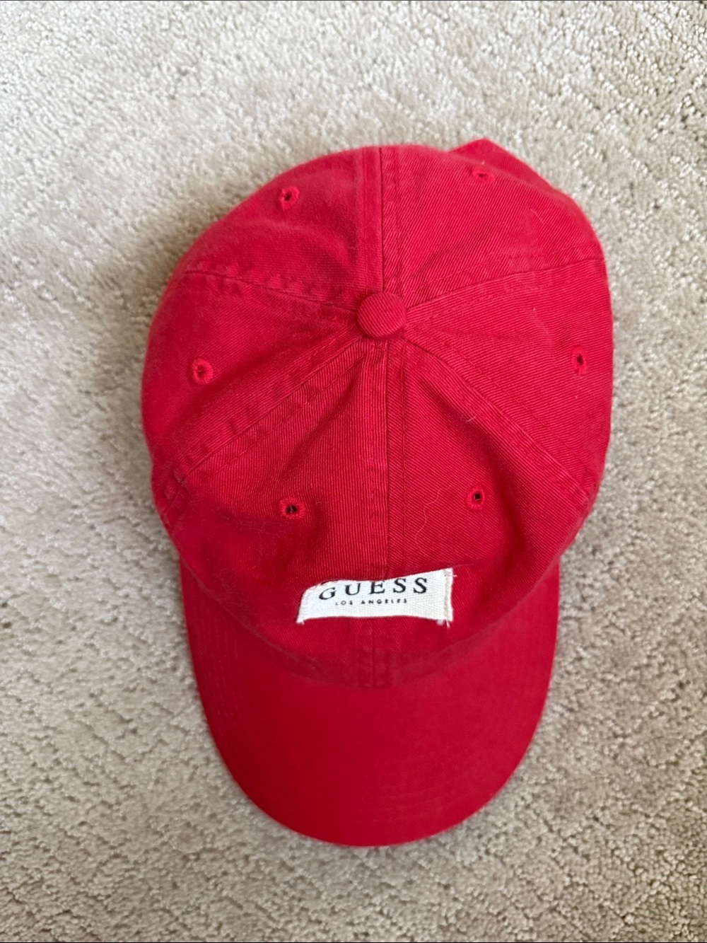 Guess Red Baseball Cap with Front Logo Patch - Picture 2 of 6